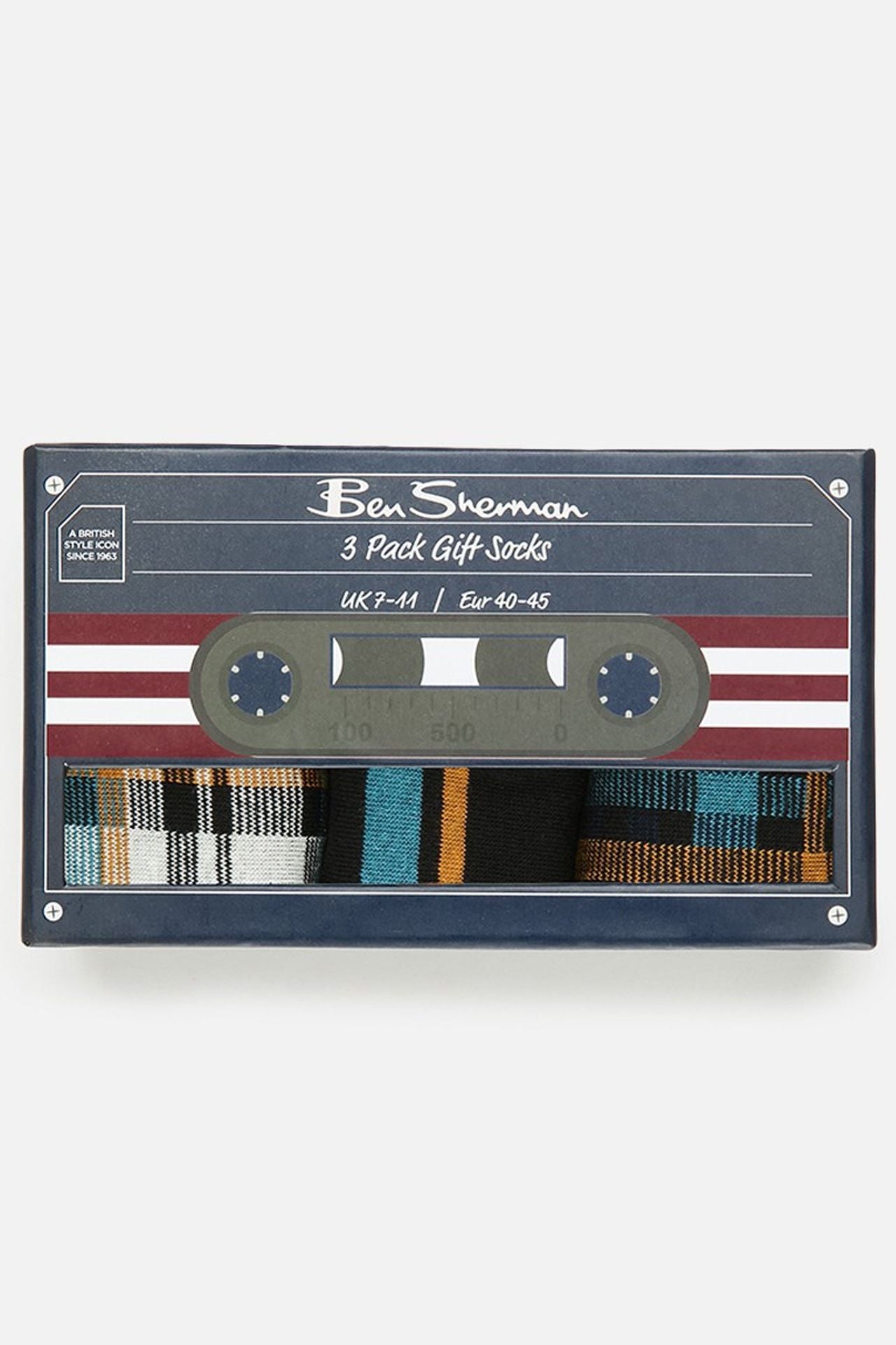 GIFT SOCKS 3PK -NAVY CHECK