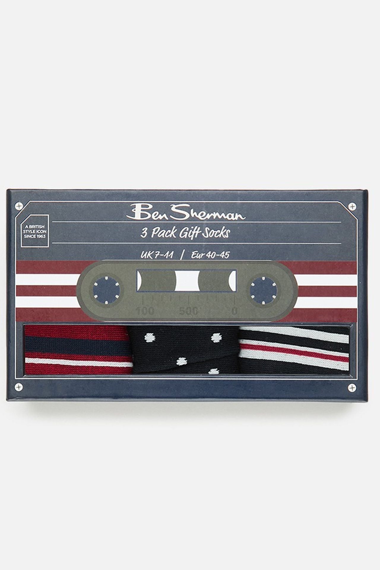 GIFT SOCKS 3PK -NAVY / RED