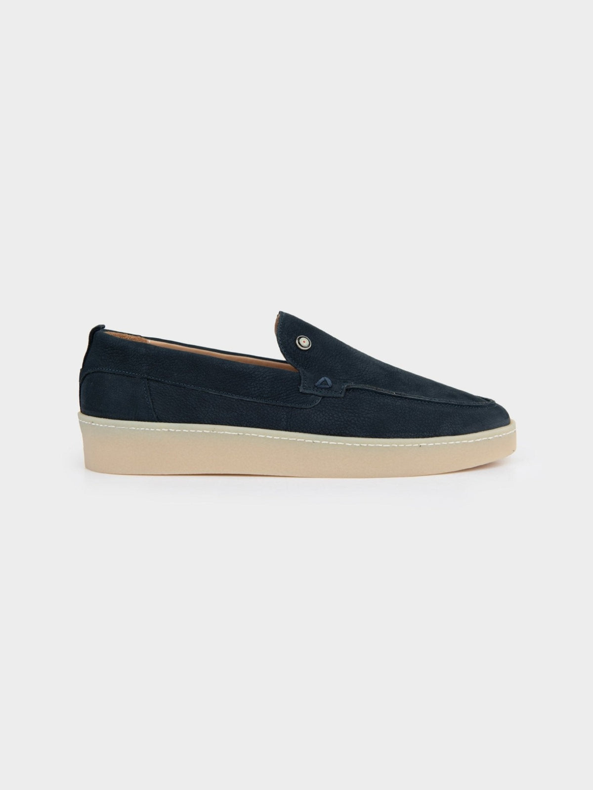 Ben Sherman William leather slip-on loafer in navy suede – side profile