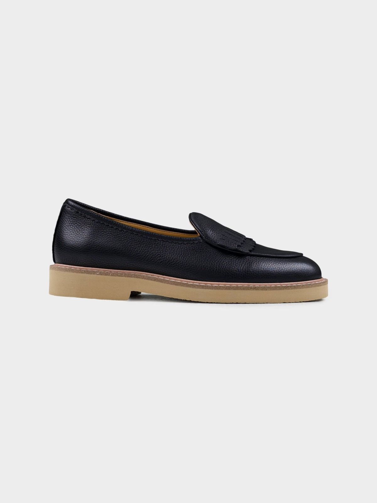 Ben Sherman Windsor Fringe Leather Slip On in Black