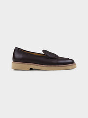 Ben Sherman Windsor Fringe Leather Slip On in Coffee
