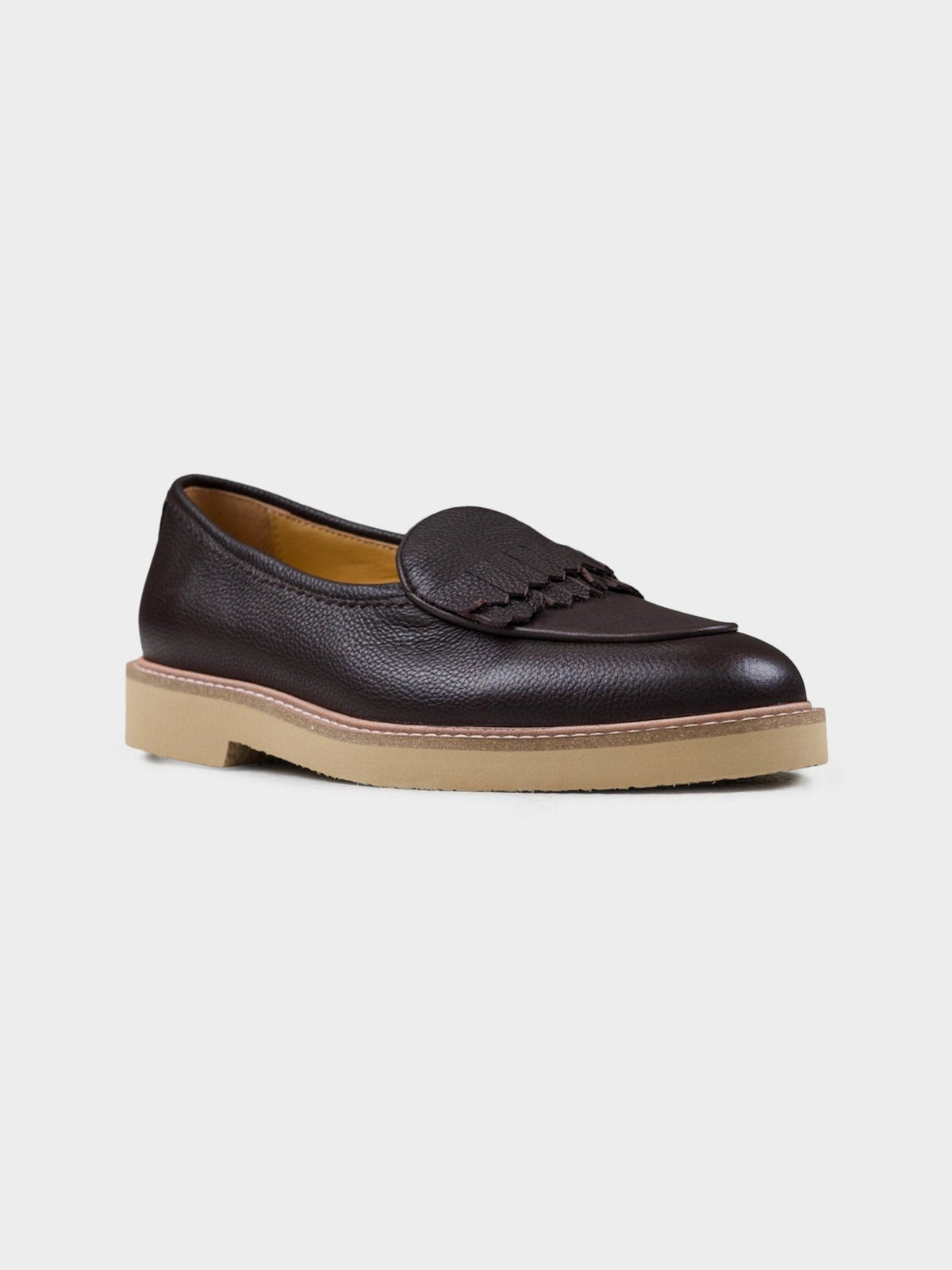 Ben Sherman Windsor Fringe Leather Slip On in Coffee – image 2 of 4
