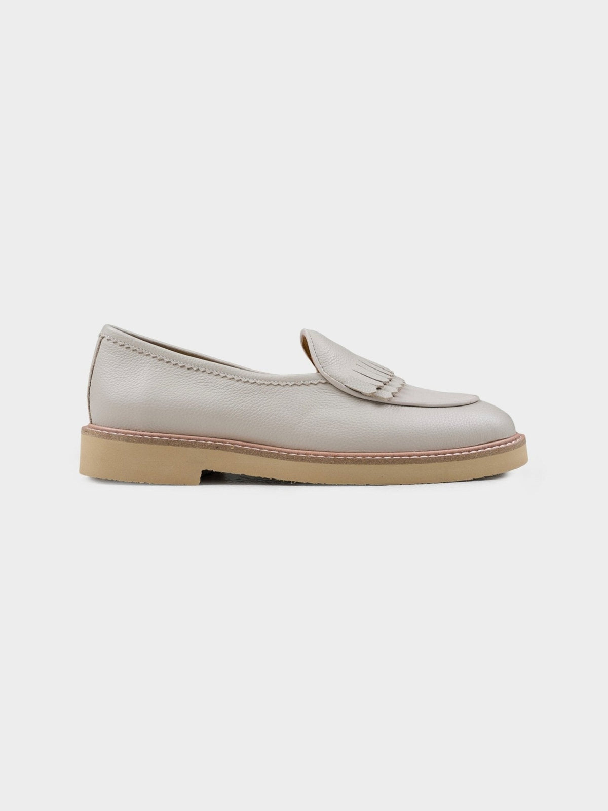Ben Sherman Windsor Fringe Leather Slip On in Ivory