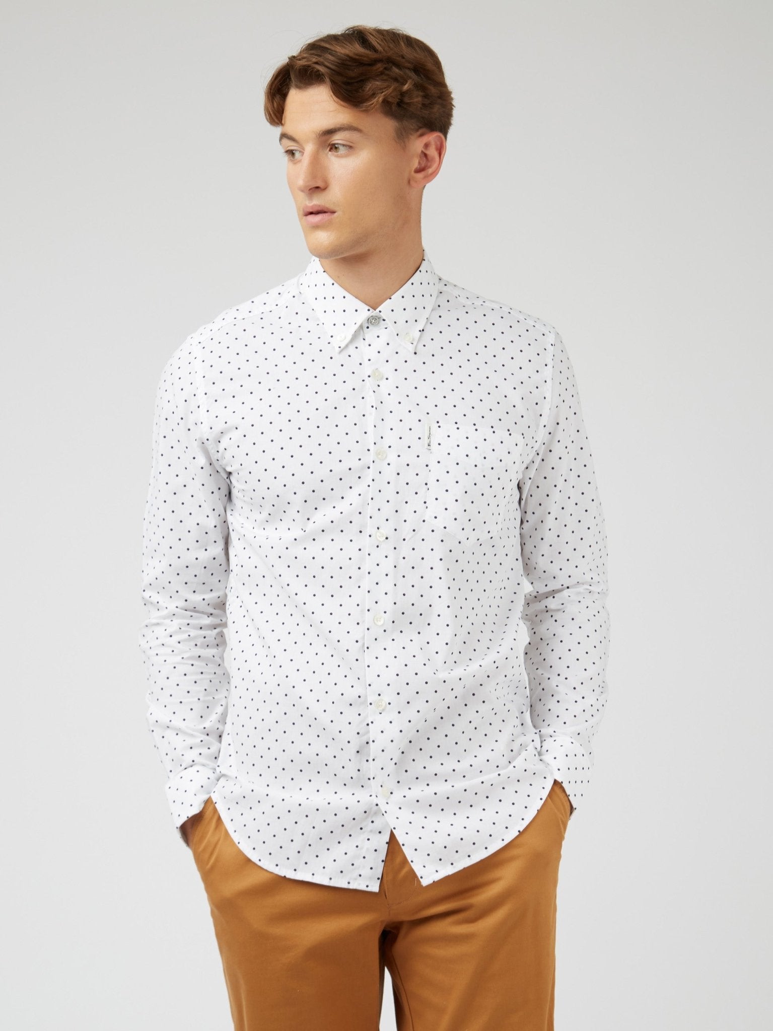 Polka Dot Print Shirt (Regular Fit) - White