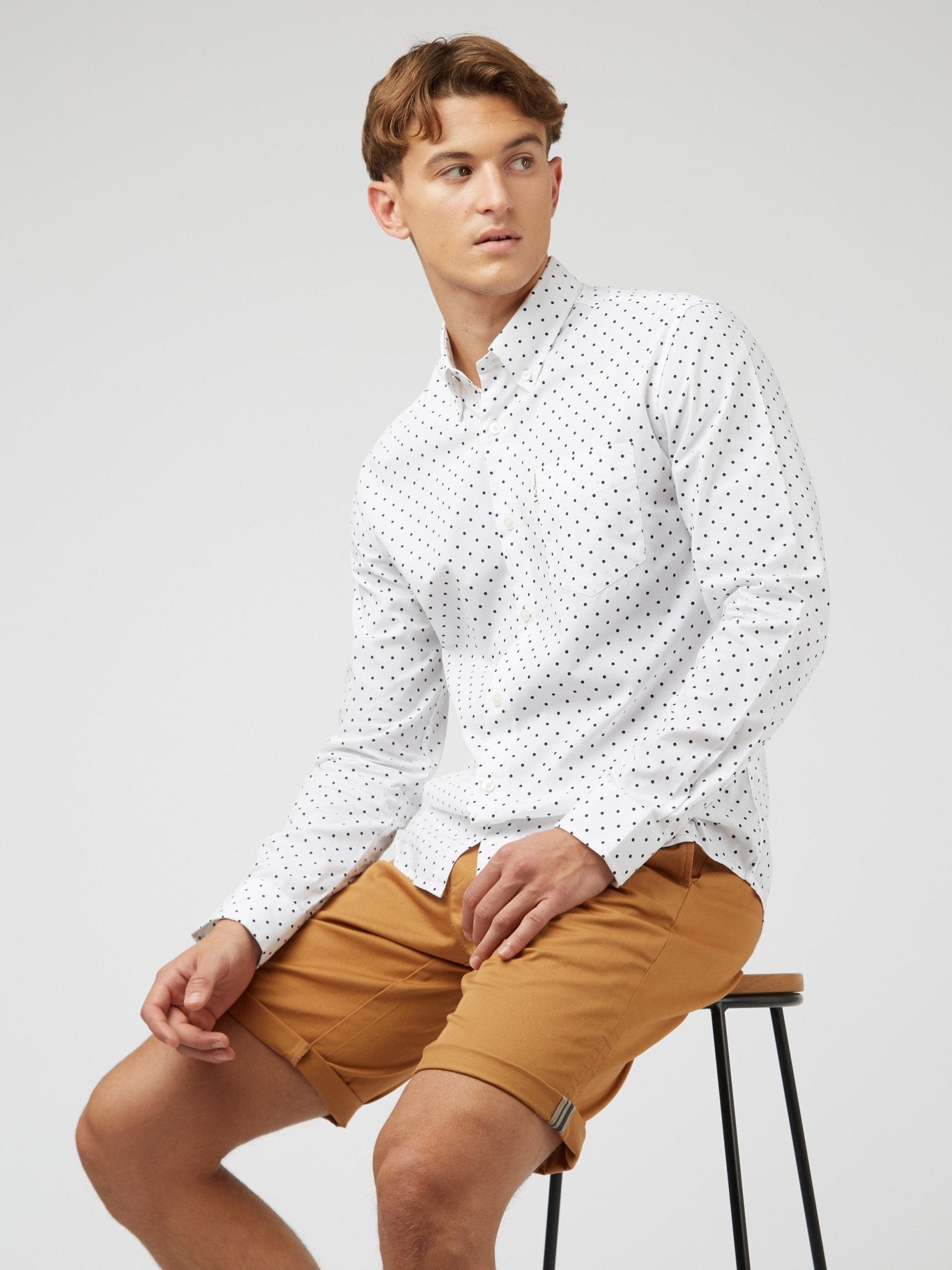 Polka Dot Print Shirt (Regular Fit) - White