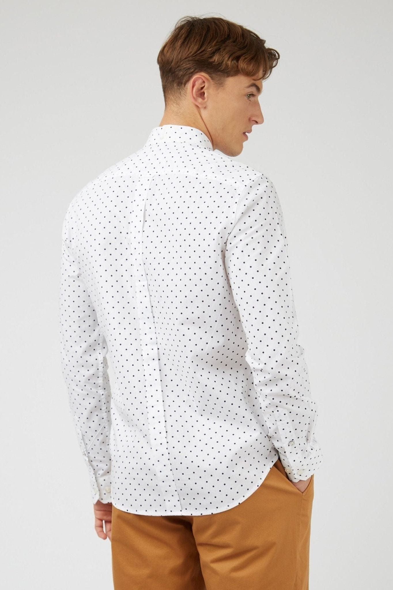 Ben Sherman Men's Polka Dot Print Shirt | White | Regular Fit