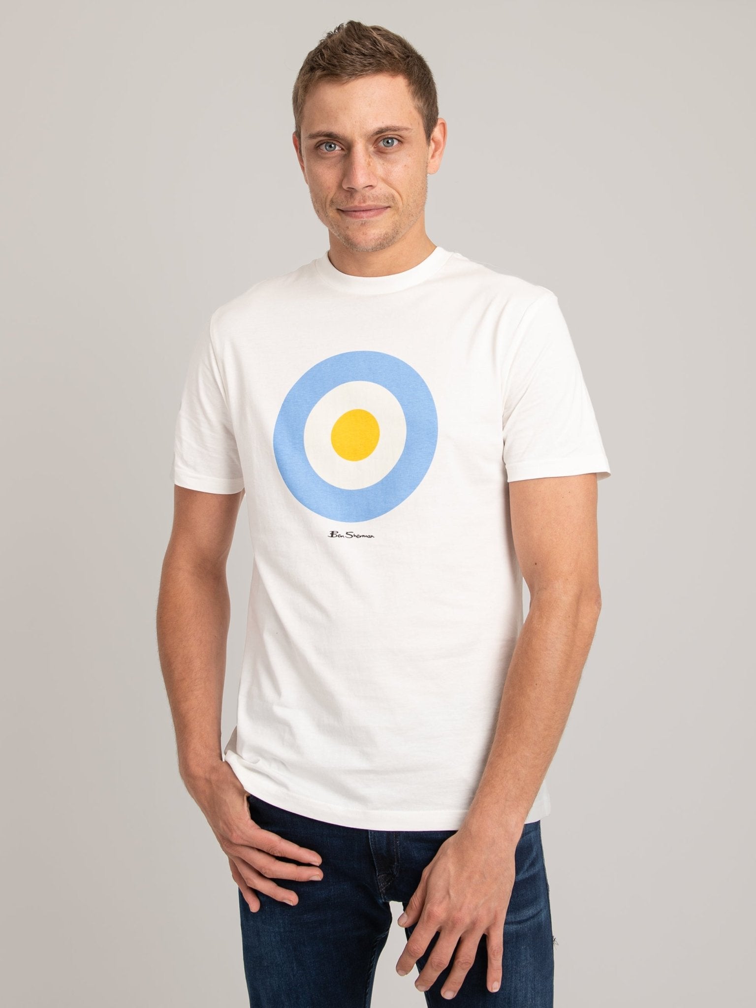 Target Tee - Ivory/Blue