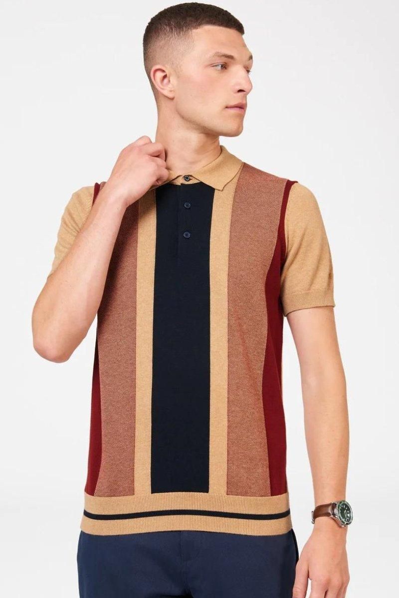 Vertical Stripe S/S Polo - Stone