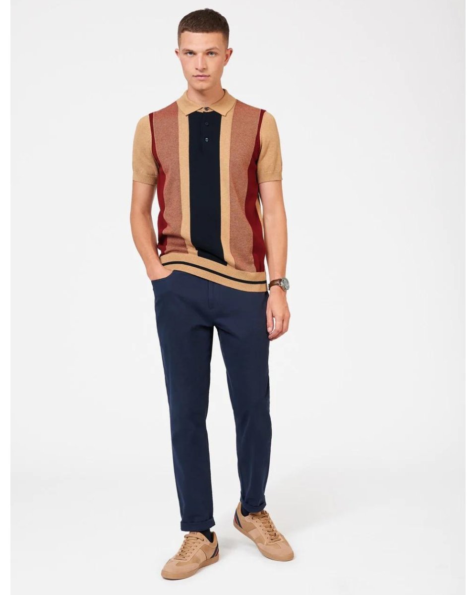 Vertical Stripe S/S Polo - Stone