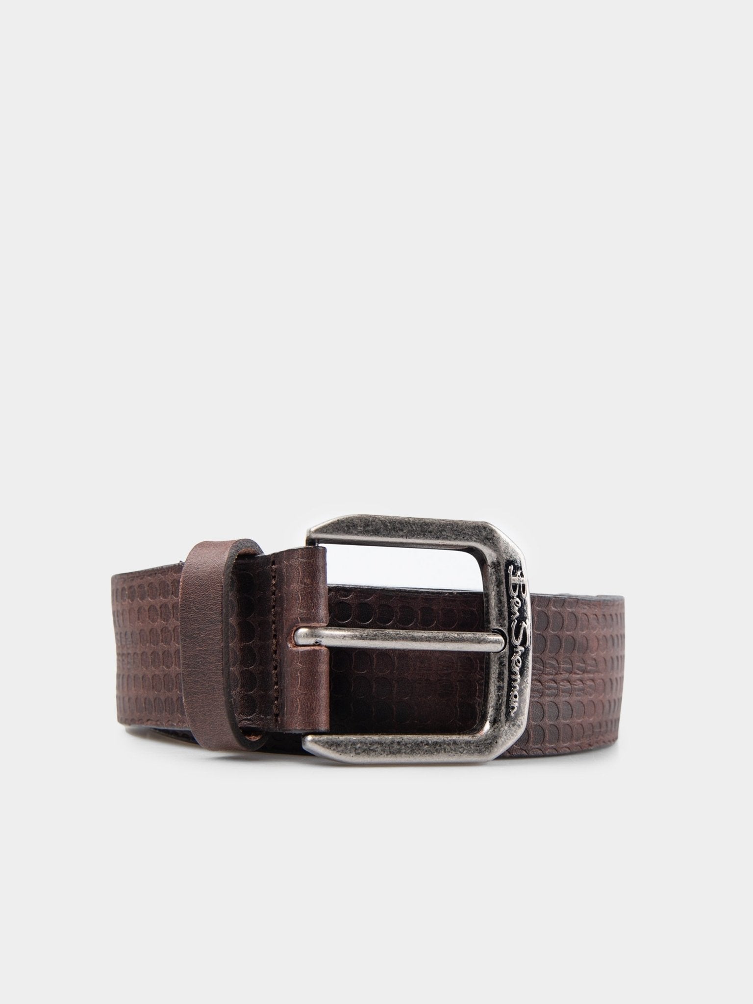 Ben Textured Leather Belt - Brown