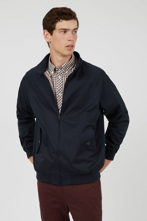 Ben Sherman Men's Dark Navy Signature Harrington Jacket - Front View