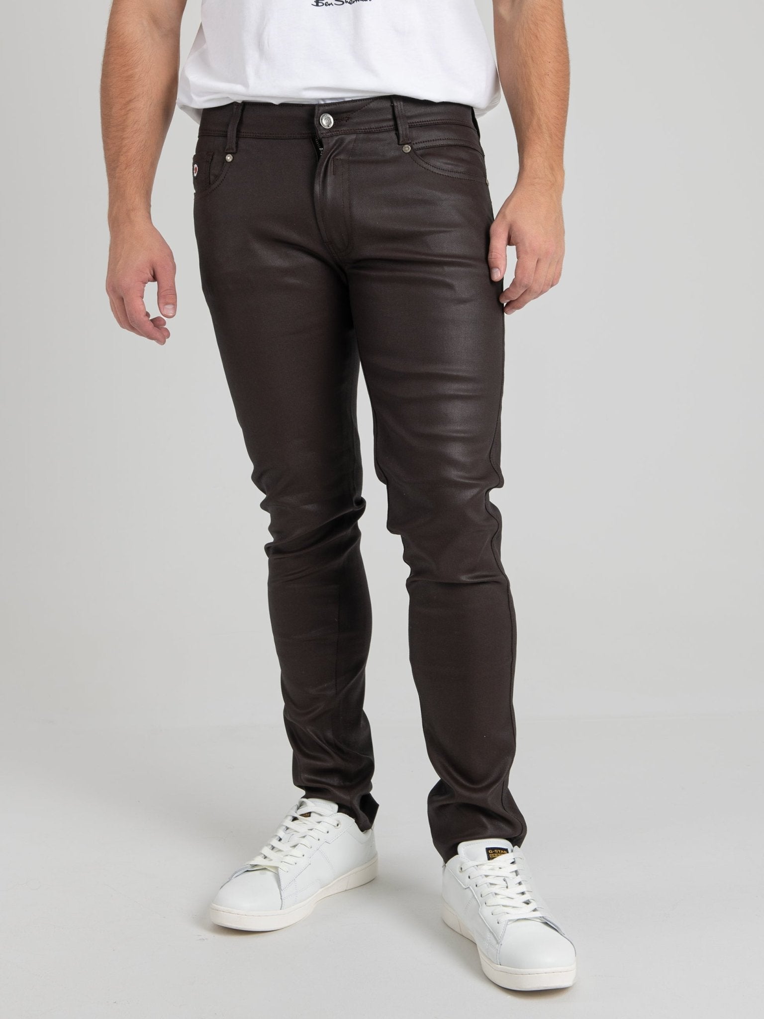 Wax Leather Coated Denim - Chocolate Brown - Ben Sherman South Africa
