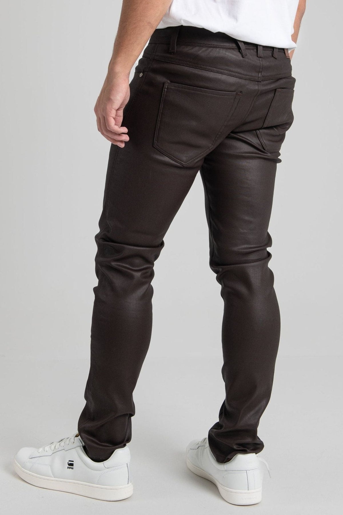 Wax Leather Coated Denim Chocolate Brown