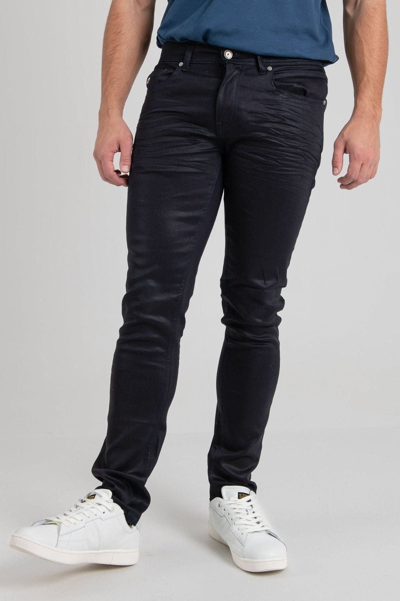 Knitted Wax Coated Denim - Dark Navy