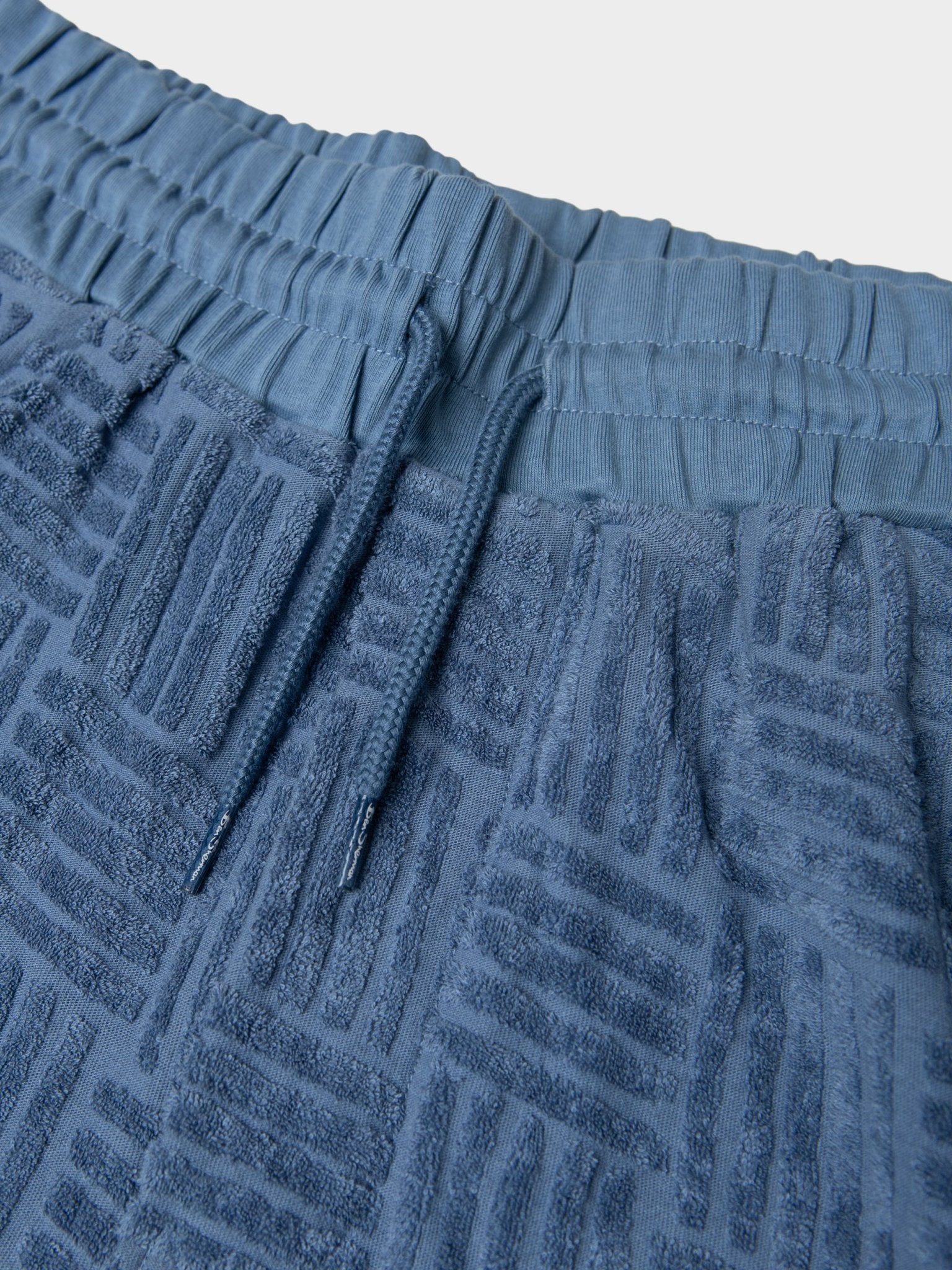 Relaxed Terry Textured Shorts - Blue