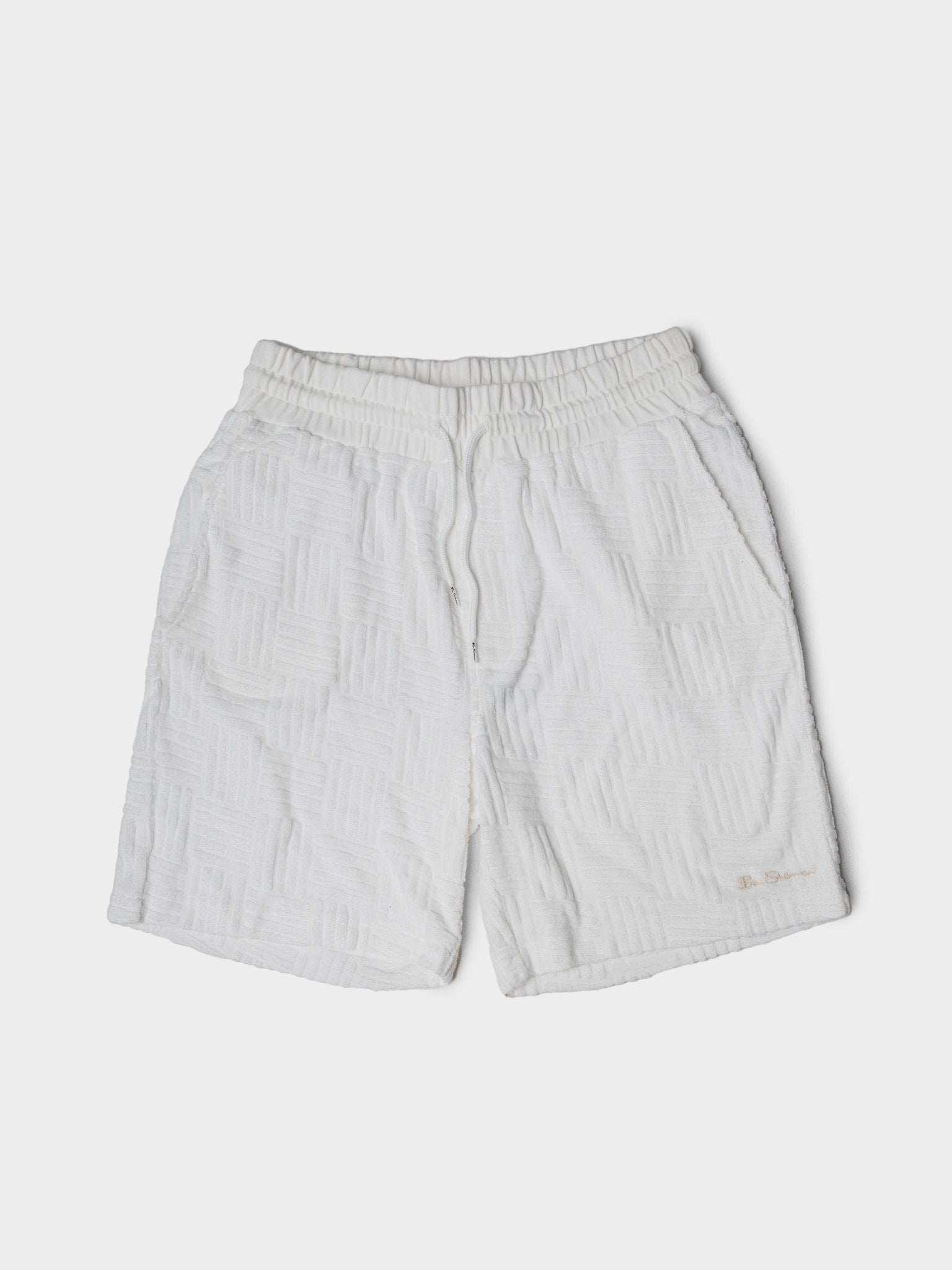 Relaxed Terry Textured Shorts - Off White