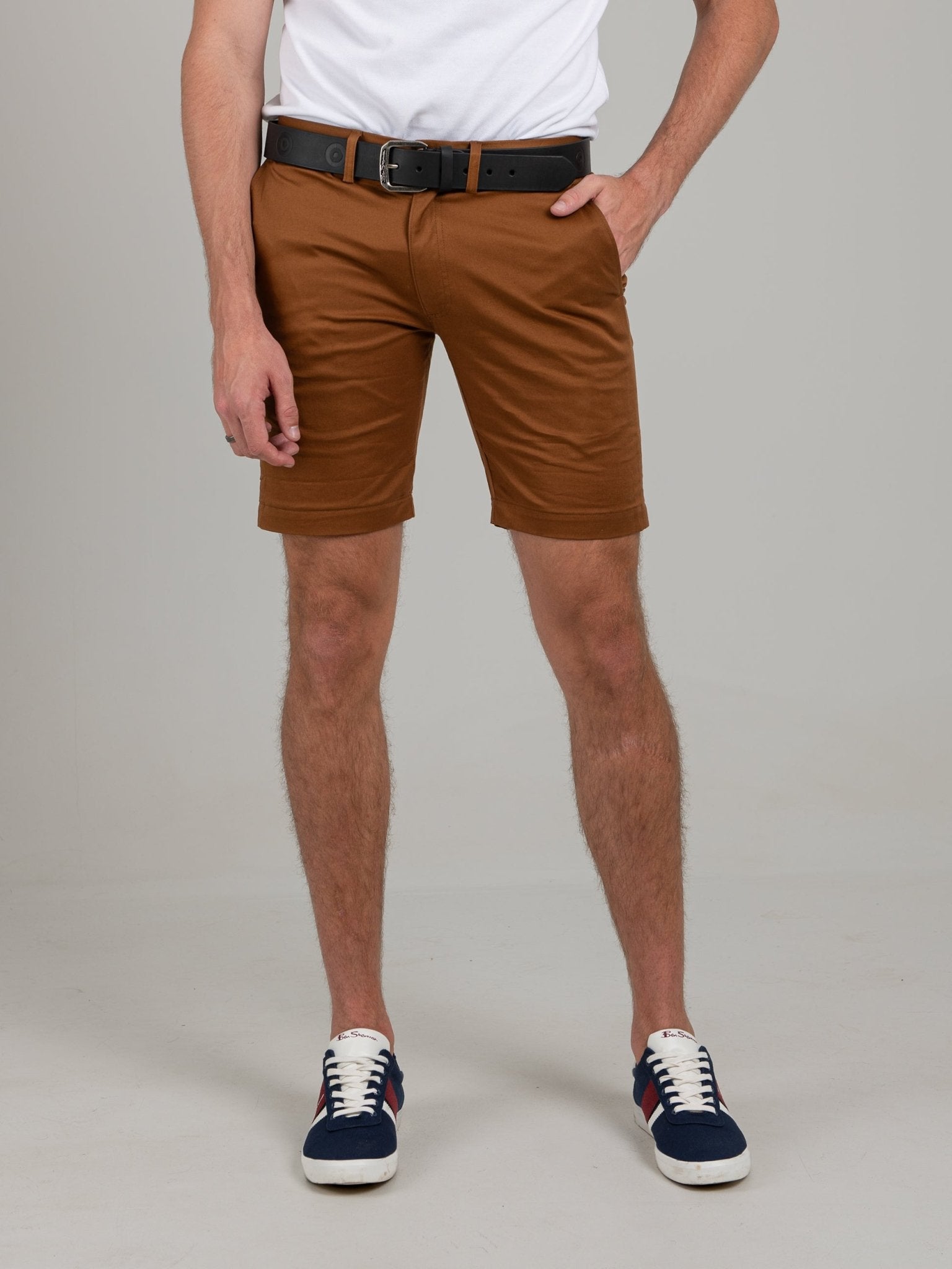 Signature Slim Stretch Chino Shorts - Walnut