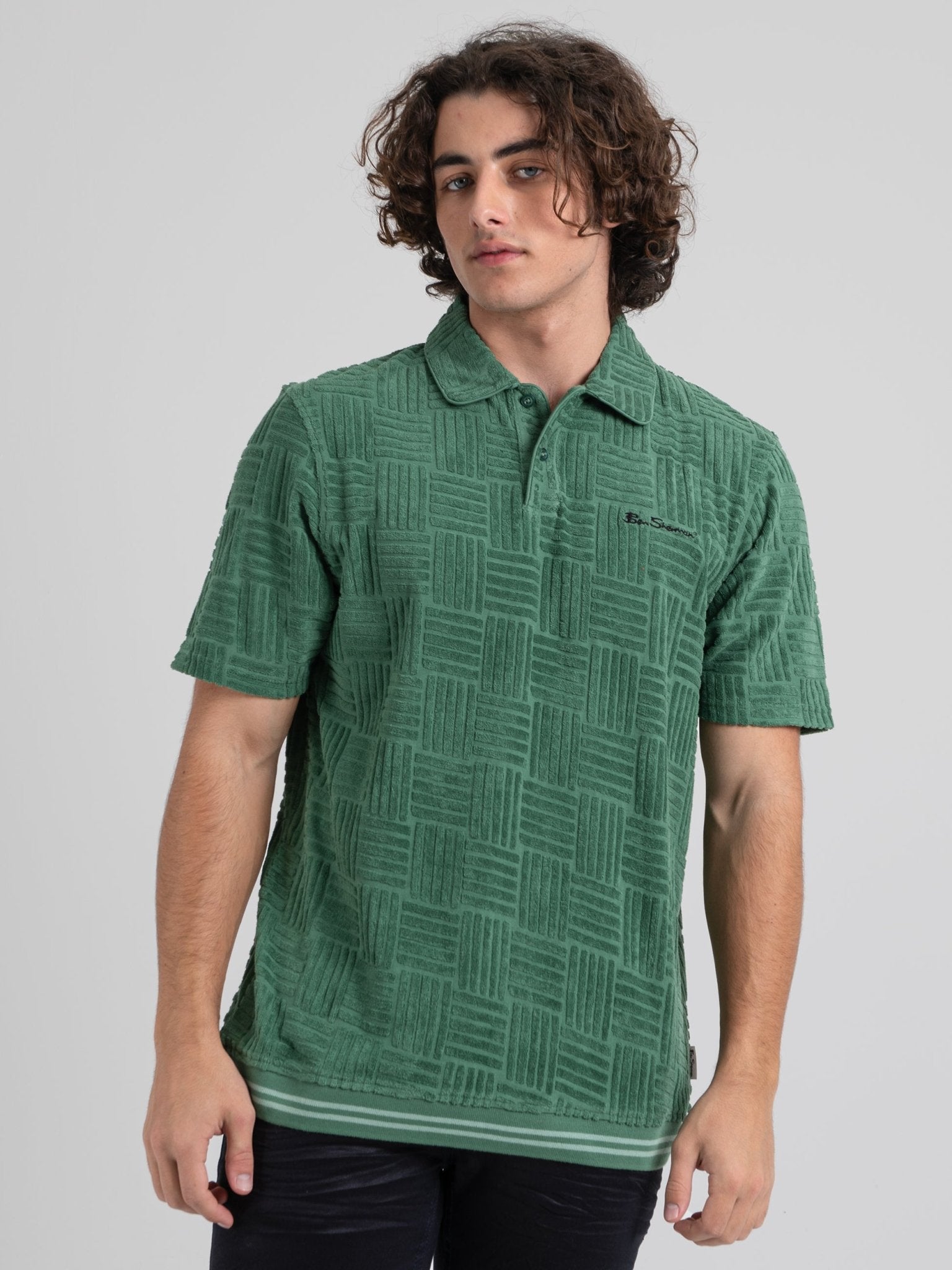Terry Textured Polo - Rich Fern