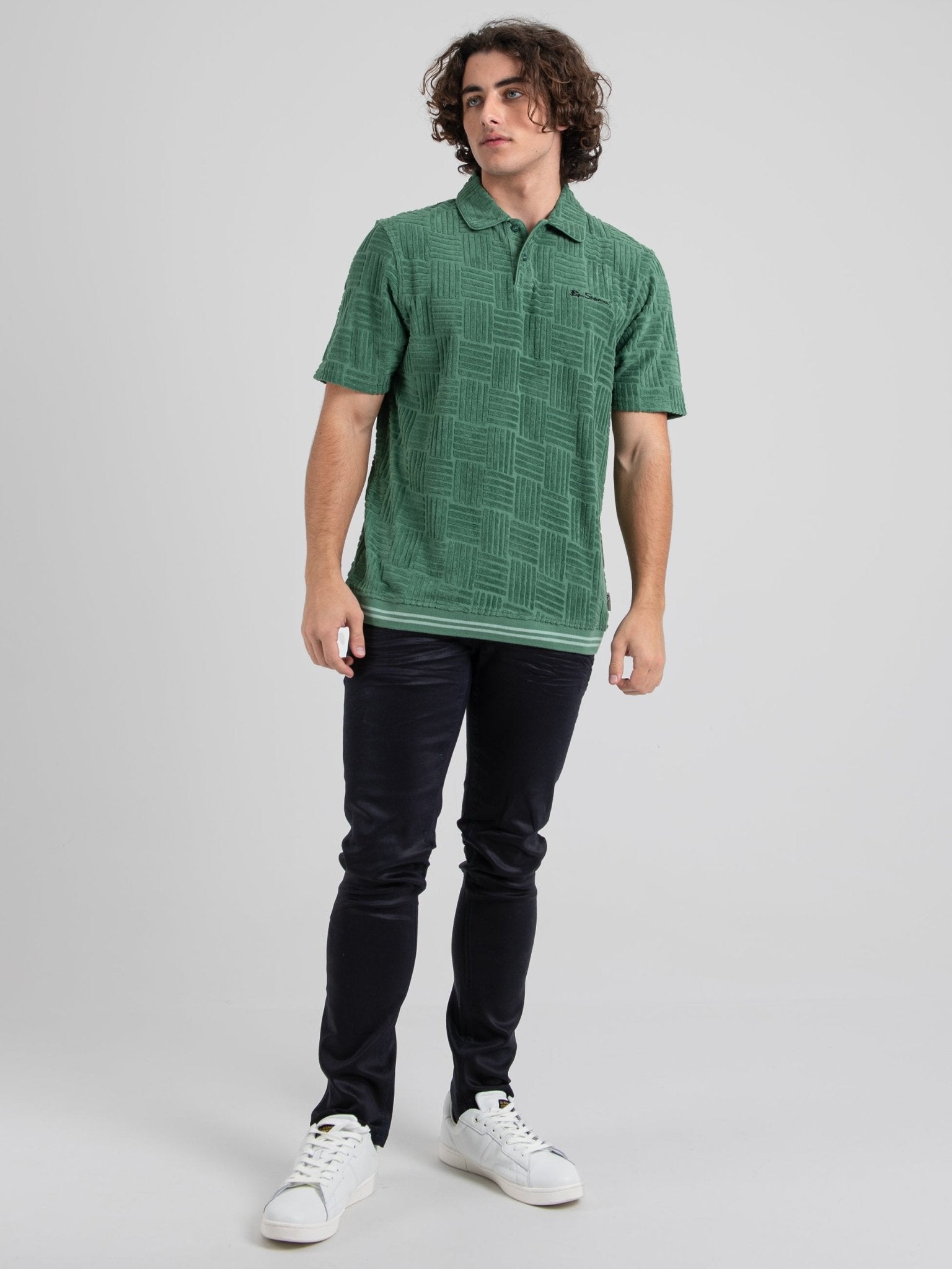 Terry Textured Polo - Rich Fern